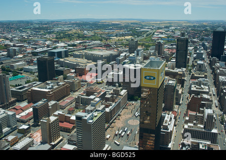 West-Ansicht von oben des Carlton Centre, Johannesburg, Südafrika, der Innenstadt von Johannesburg Stockfoto