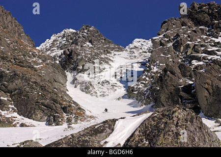 Tour Alp Skifahrer hohe Tatra, Slowakei Stockfoto