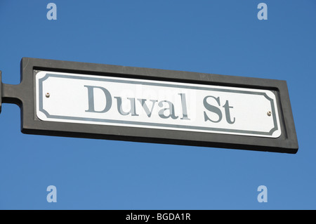 Straßenschild der Duval Street in Key West, Florida Keys Stockfoto