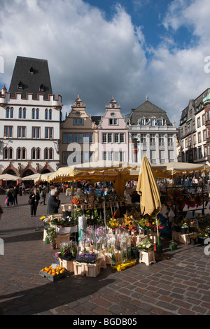 Blumenmarkt am Hauptmarkt Square, Trier, Rheinland-Pfalz, Deutschland,  Europa Stockfotografie - Alamy