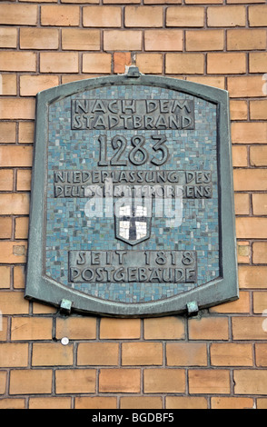 Melden Sie sich an der historischen, leerstehende Gebäude an die Deutsche Bundespost Deutschen Bundespost, Poststrasse in Duisburg Nord Rhi Stockfoto