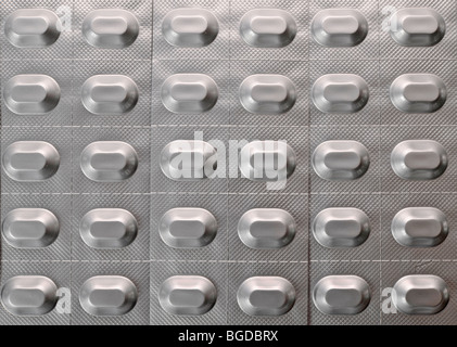 Pillen, Tabletten in einer Blisterverpackung Stockfoto