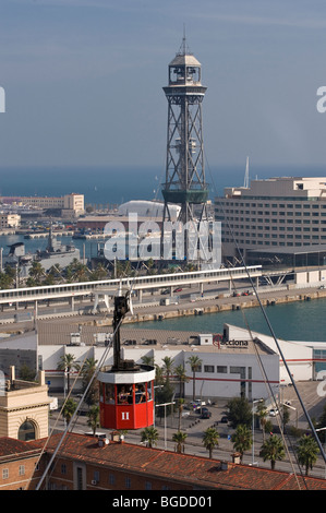 Seilbahn über den Hafen, Barcelona, Katalonien, Spanien, Europa Stockfoto