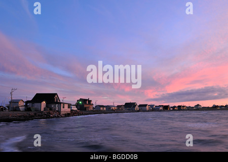 Sonnenuntergang über La Grave, Ile du Havre Aubert, Iles De La Madeleine, Maritime Magdalen Inseln, Quebec, Kanada, Nordamerika Stockfoto