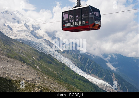 Aiguille du Midi-Seilbahn, Les Boissons Gletscher, das Tal von Chamonix, Rhone Alpes, Frankreich Stockfoto