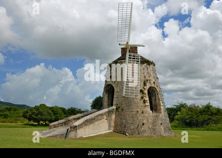 Historische Windmühle für den Betrieb einer Zuckerrohr Press, Estate Laune Museum, St. Croix Insel, US Virgin Islands, Vereinigte St Stockfoto