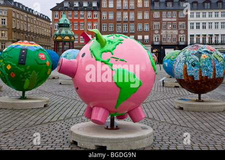 Kunst Globen Ausstellung im Zentrum von Kopenhagen, Dänemark, Europa Stockfoto