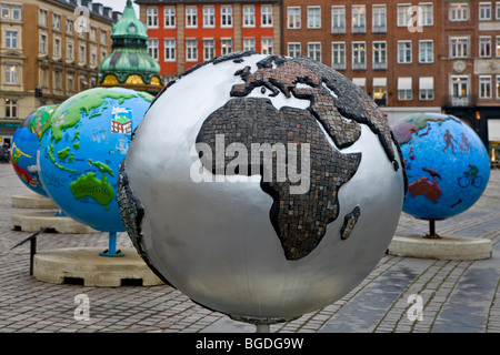 Kunst Globen Ausstellung im Zentrum von Kopenhagen, Dänemark, Europa Stockfoto