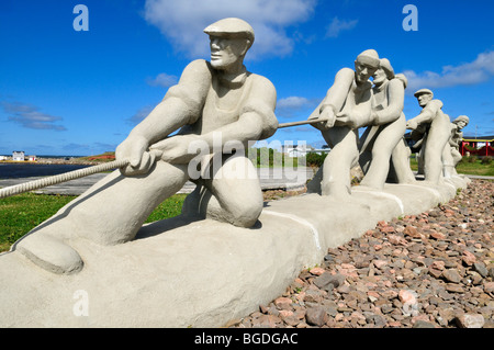 Fischer-Denkmal im L'Etang du Nord, Ile du Cap Aux Meules, Iles De La Madeleine, Maritime Magdalen Inseln, Quebec, Kanada, Stockfoto