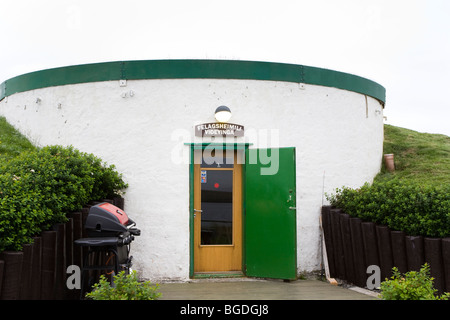 Alten Wassertank umgewandelt in ein Gemeindezentrum. Videy Insel, Reykjavik, Island. Stockfoto