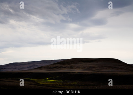 Wüstenlandschaft. Sprengisandur Highland Road, South Island. Stockfoto