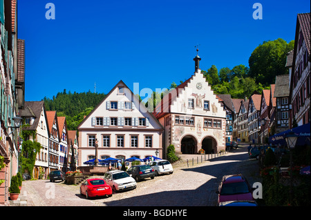 Marktplatz mit Rathaus, Schiltach, Schwarzwald, Baden-Württemberg, Deutschland, Europa Stockfoto