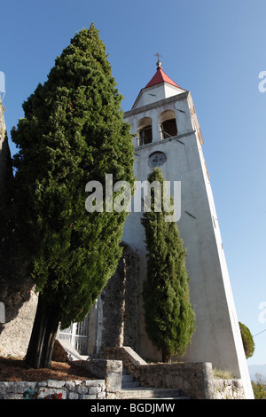 Pfarrei St. Markus-Kirche der in Veprinac, Berges Berge, Istrien, Kroatien, Europa Stockfoto