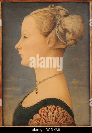 Malerei des Künstlers Piero del Pollaiuolo bekannt als Porträt einer Lady RITTRATO DI DAMA in Museo Poldi Pezzoli Mailand Italien Stockfoto