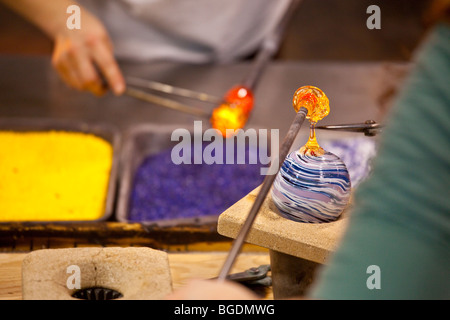 Glasherstellung Aktivität im Corning Museum of Glass in Corning, New York Stockfoto