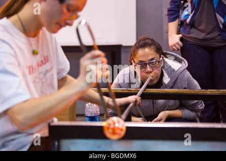 Glasherstellung Aktivität im Corning Museum of Glass in Corning, New York Stockfoto