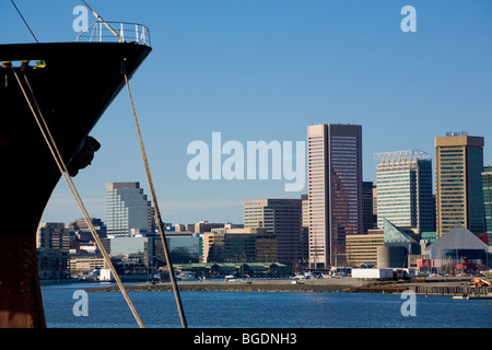 Skyline von Baltimore, Maryland Blick über Hafen Stockfoto