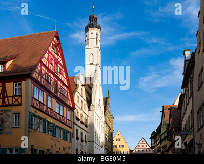 Historische Gebäude auf Herrngasse in der Altstadt Rothenburg Ob der Tauber, Bavaria, Germany Stockfoto