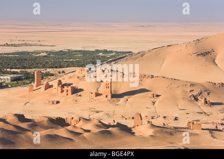 Syrien, Damaskus, Palmyra Ruinen (der UNESCO), Tal der Gräber, Begräbnis Kammern Türme Stockfoto