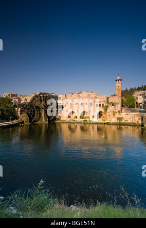 Syrien, Hama alte Stadt, ein Nuri Moschee und 13. Jahrhundert Norias (Wasser-Räder) Stockfoto