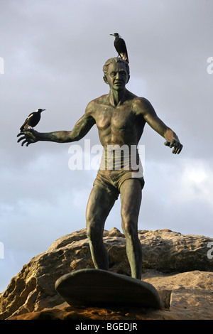 Denkmal für Duke Kahanamoku hawaiianische Surfer & Olympia-Schwimmhalle-Champion, Surfen in Australien im Jahr 1914 eingeführt. Sydney. Stockfoto