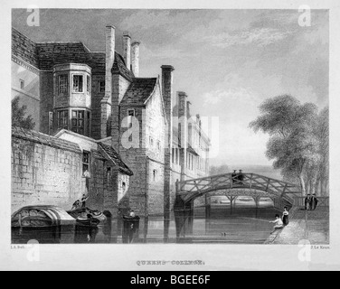 Queens' College in Cambridge – mathematische Brücke über den Fluss Cam Stockfoto