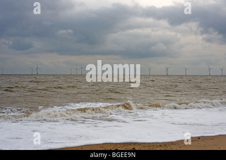 Scroby Sands offshore wind Farm, Great Yarmouth, Norfolk, Großbritannien. Stockfoto