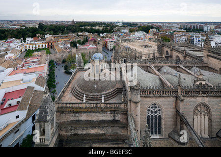 Ansicht der Stadt von Sevilla aus la Giralda, der Glockenturm der Kathedrale Stockfoto