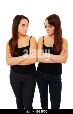 Zwei Mädchen, die nicht miteinander zu reden Stockfoto