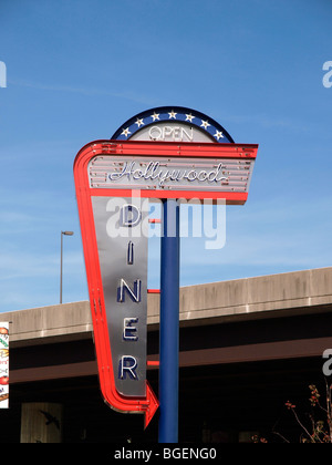 The Hollywood Diner zu sehen in Filmen wie Levinsons "Diner" und "Liberty Heights" sowie "Schlaflos in Seattl Stockfoto