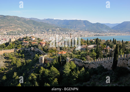 Festung von Alanya, Blick von Burg von Alanya, Türkei, Türkiye, Alanya, Mittelmeer Stockfoto