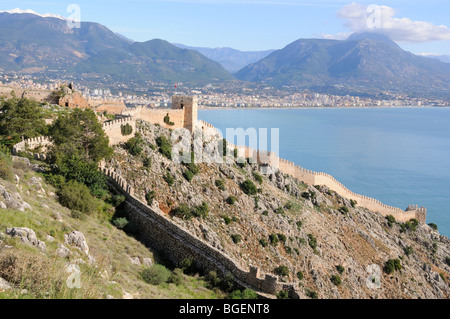 Festung von Alanya, Blick von Burg von Alanya, Türkei, Türkiye, Alanya, Mittelmeer Stockfoto