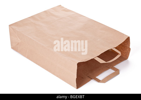braune Papiertüte Shopping mit Griffen Stockfoto