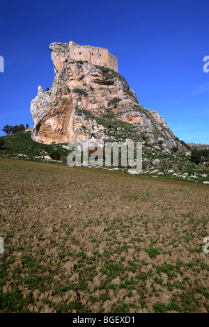 Schloss Mussumeli oder Chiaramonte Burg, Sizilien, Italien Stockfoto