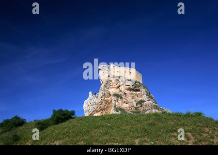 Schloss Mussumeli oder Chiaramonte Burg, Sizilien, Italien Stockfoto