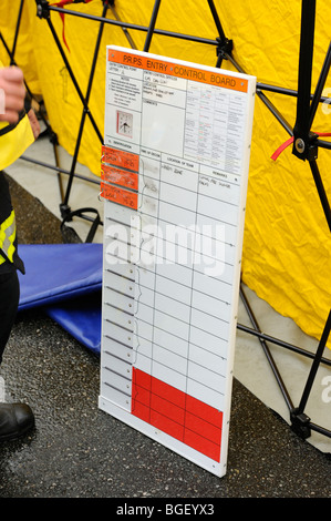 Feuer-Service Masse Dekontamination Dusche BA Control Board voll Modell veröffentlicht Stockfoto