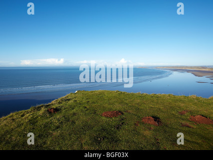 Maulwurfshügel auf den Klippen mit Blick auf Rhossili Bucht, Gower, South Wales, UK Stockfoto