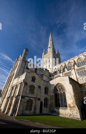 Um Norwich Kathedrale im Herzen von Norfolk, England Stockfoto