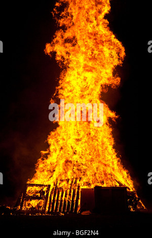 Lagerfeuer am Kerl Fawkes Nacht, England, UK Stockfoto