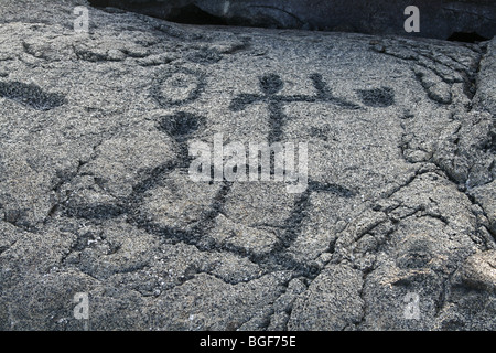 Petroglyph, Mauna Loa Petroglyph Trail Stockfoto
