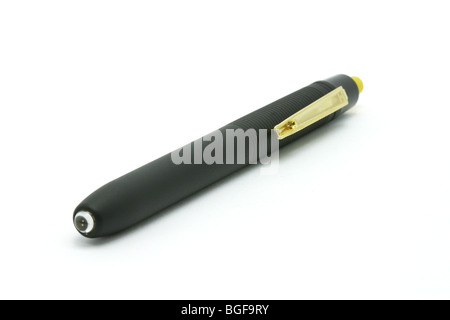 Schwarze Farbe Penlight isoliert auf weißem Hintergrund Stockfoto