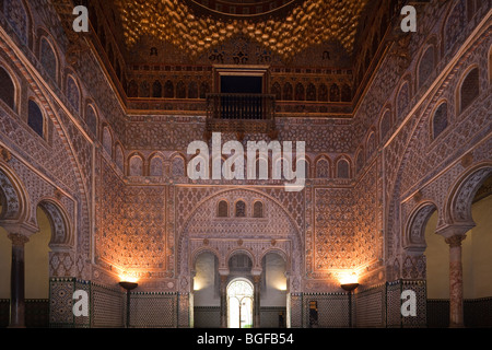 Salón de Embajadores, Halle der Botschafter, Alcazar, Sevilla, Andalusien, Spanien Stockfoto