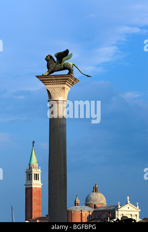 Spalte mit Löwe von San Marco, Venedig, Veneto, Italien Stockfoto