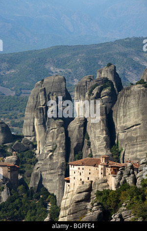 Kloster Agios Nikolaos aus Panorama-Rock-Meteora-Griechenland Stockfoto