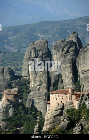 Kloster Agios Nikolaos aus Panorama-Rock-Meteora-Griechenland Stockfoto