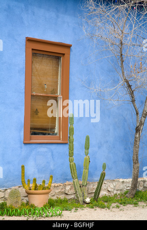 Blaues Haus im Barrio Historico Bezirk, Tucson, Arizona, USA Stockfoto