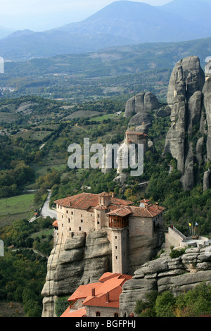 Kloster Agios Nikolaos aus Panorama-Rock-Meteora-Griechenland Stockfoto