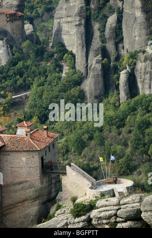 Kloster Agios Nikolaos aus Panorama-Rock-Meteora-Griechenland Stockfoto