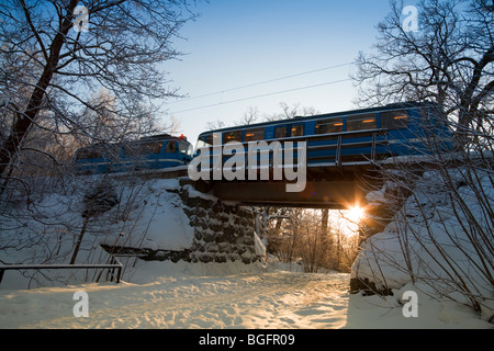 Lidingöbanan im Winter Stockfoto