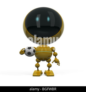 Roboter-Fußball-Fan mit ball Stockfoto